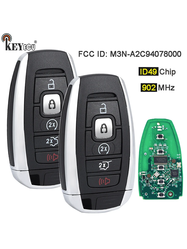 

KEYECU 902MHz ID49 Chip M3N-A2C94078000 P/N: 164-R8226 Smart Remote Key Fob SUV for Lincoln Navigator MKC MKZ MKX 2017-2021