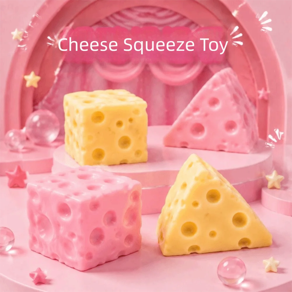 Portable Super Soft Cheese Squeeze Realistic Hand Relax Cheese Squishy Kneading 5cm Slow Rebound Fidget Office Desk
