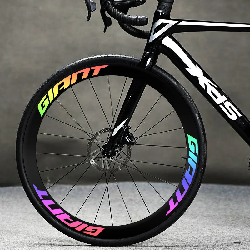 12Pcs 2D Flat Stickers Set for Giant AD350 AD300 Road Bike Wheel Rim, Color Changing Vinyl Decals for Motorcycle & Bicycle
