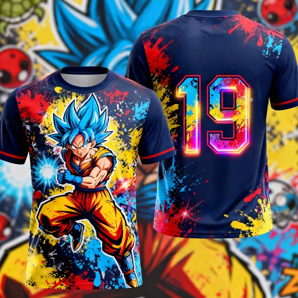2026 Sommer Dragon Ball Retro Fitness T-Shirt Herren Oversize 3D-Druck Kurzarm Familien-Unisex Kinder-Sportshirt