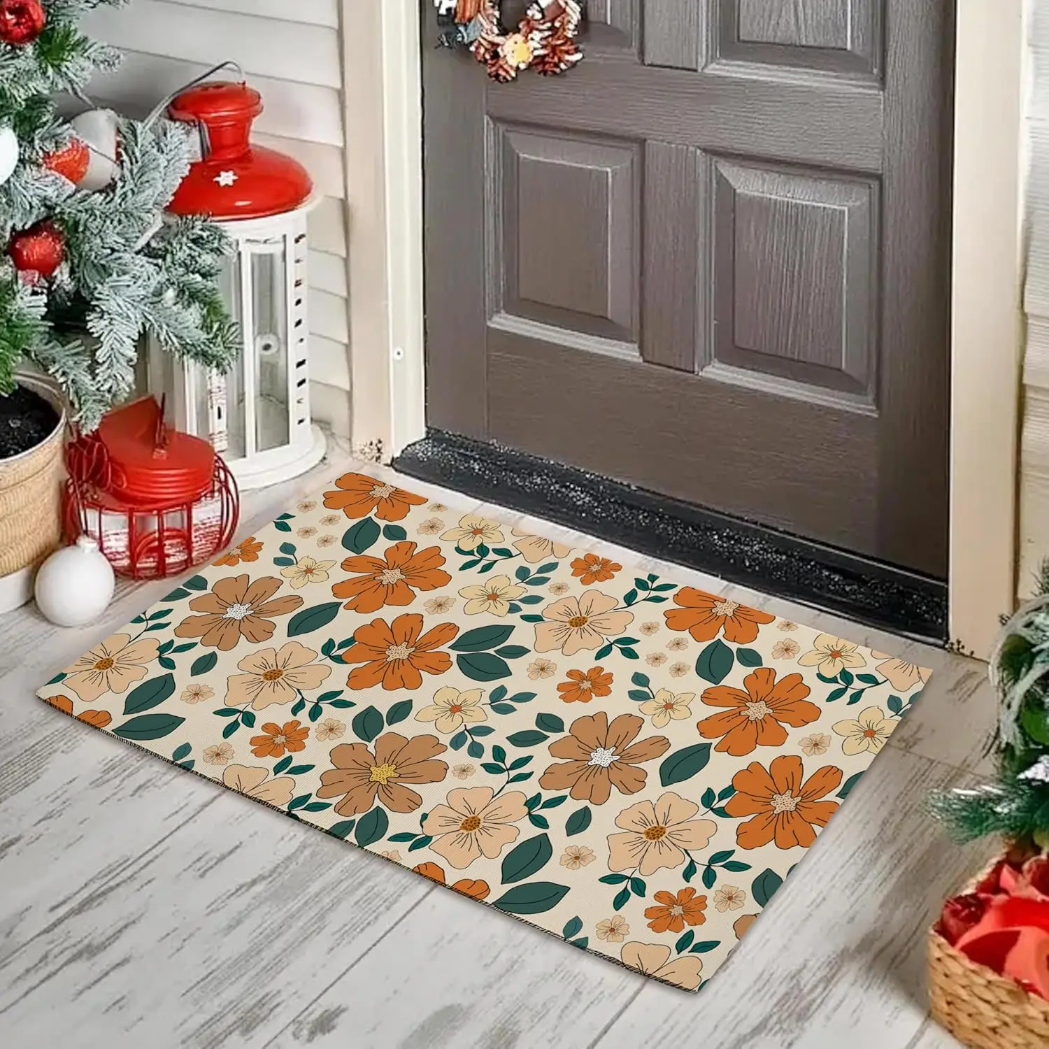 

Дверной коврик 70-х годов в стиле ретро с цветочным принтом и цветами, приветственный коврик для улицы и помещения, нескользящий передний коврик для входа в дом, входа на открытом воздухе, двора