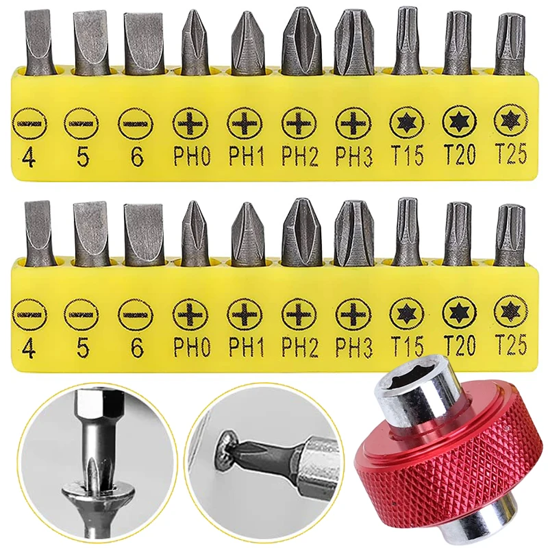 

Ratchet Wrench Screwdriver Bit Set with Holder Hex Shank Cross Trox Slotted Bits Metric Short Screws Driver Bits for Power Tools