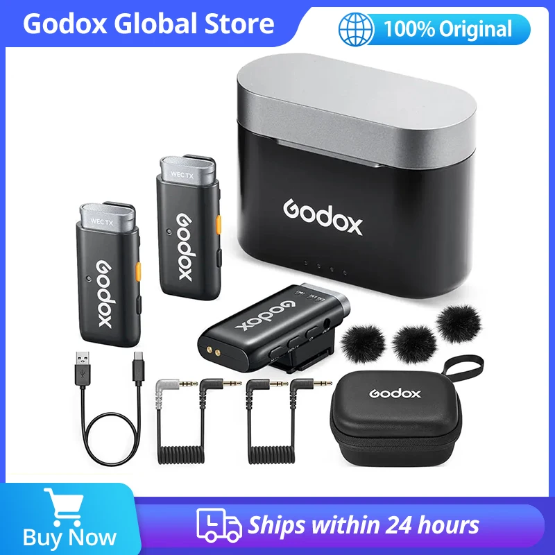 GODOX 2.4GHz WEC-S Wireless Microphone System for Sony Cameras Max 200m Los Range for Interviews Live Commentaries Filming