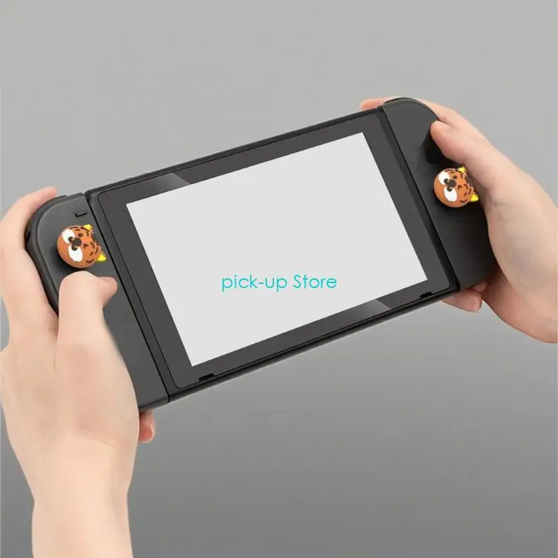 Q5WA 2PCS NS 컨트롤러 교체 엄지 스틱을위한 썸 스틱 캡은 동물 패턴 아날로그 스틱 로커 캡 커버 커버