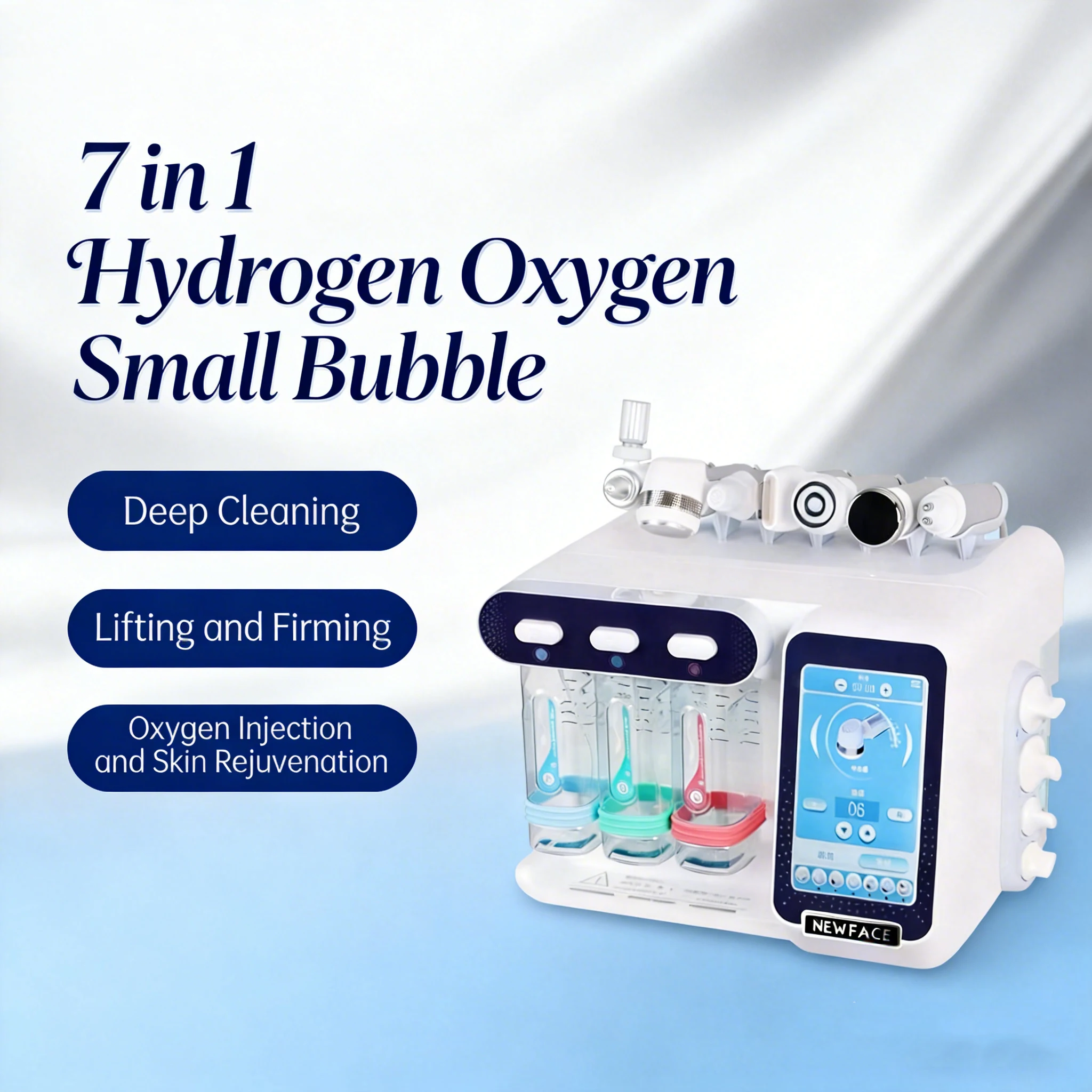 7-in-1 Hydrogen Oxygen Small Bubble Facial Skin Scraping Ultrasonic Cleaning Skin Comprehensive Management Device