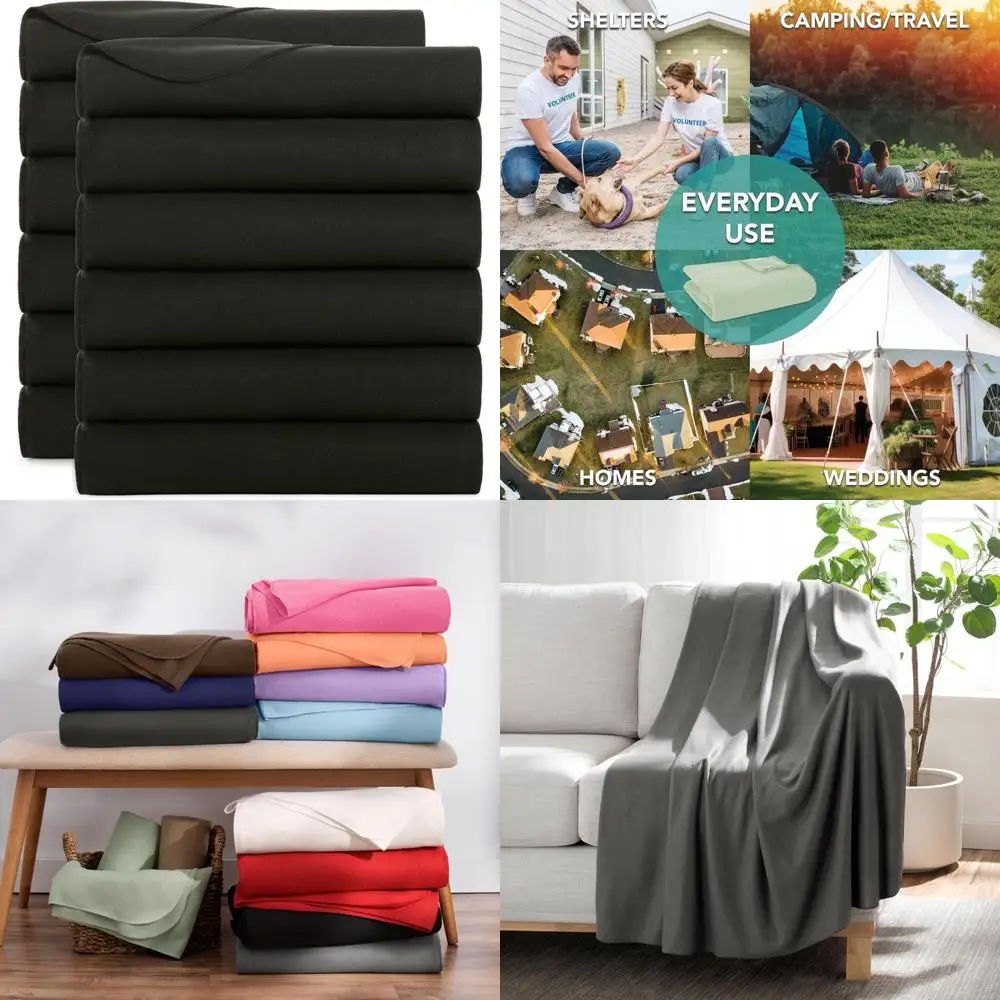 

Bulk Soft Cozy Polar Fleece Blankets - Pack of 12 for Car, Camping, Couch, Office, Outdoor, Home Use