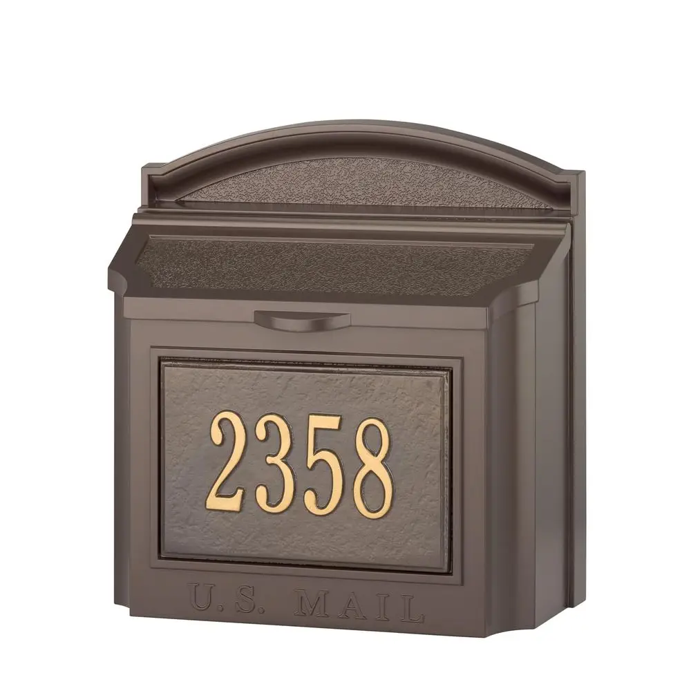 Custom WallMount Mailbox, Extra Large Capacity with Address Plaque, Secure Locking, Sand Cast Aluminum, Bronze Personalized in