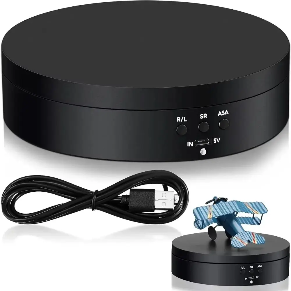 3 Speeds Jewelry Rotating Turntable Motorized Mirror Surface 360 Degree Turntable Jewelry Holder 3kg Load