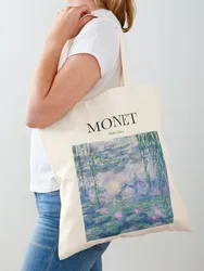 Monet  Water Lilies Tote Bag  Reuseable Canvas Fashion Shopping Grocery School Femal Gril Women Personal