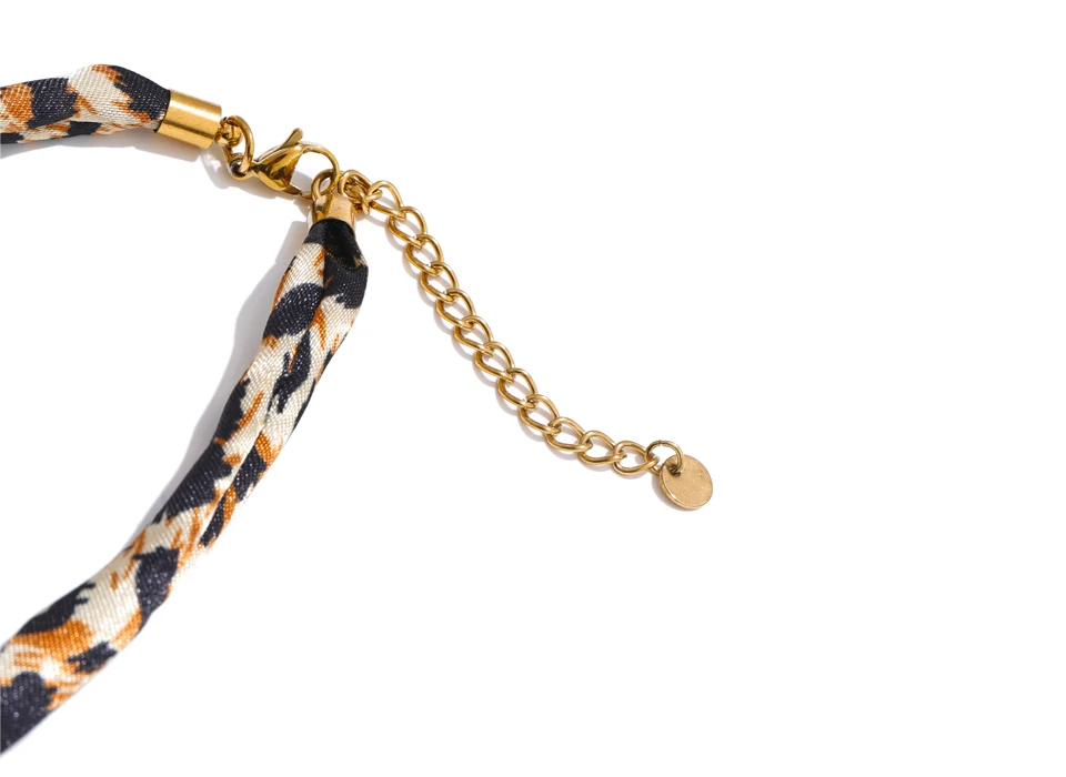Yhpup Beliebte Edelstahl-Halskette mit Leopardenmuster, Polyester, Sonnenblume, Herz, Insekt, Tropfenkragen, 18 Karat PVD-beschichtet, Modeschmuck, Geschenk – Detail 8