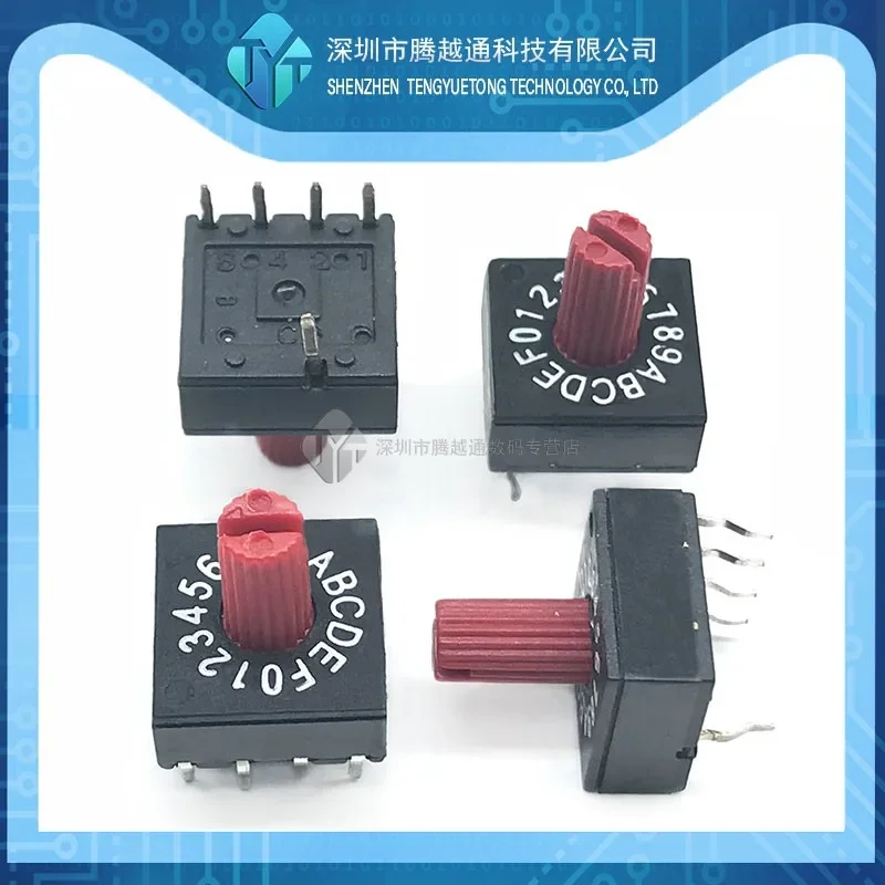 5PCS/lot 0-F with handle rotary encoder switch, dip switch, 16 bit PCB switching encoder 8421C reverse code 4:1 black