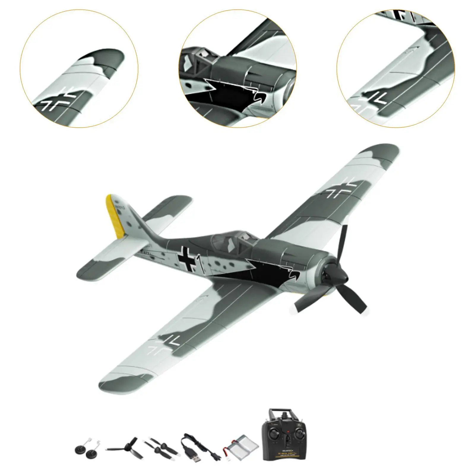 Set di giocattoli da caccia RC FW190 Aereo telecomandato per bambini all'aperto