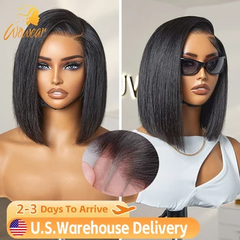 200% Density 13x4 13x6 HD Lace Front Human Hair Wigs For Women Brazilian Bone Straight Short Bob Wig Pre-pluck Lace Frontal Wigs