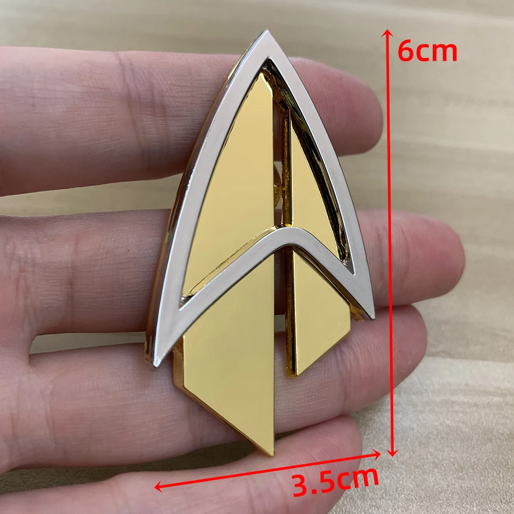 Almirante JL Picard Pin el comunicador de próxima generación broches de Pin dorado insignia accesorios de estrella insignia Rek Metal