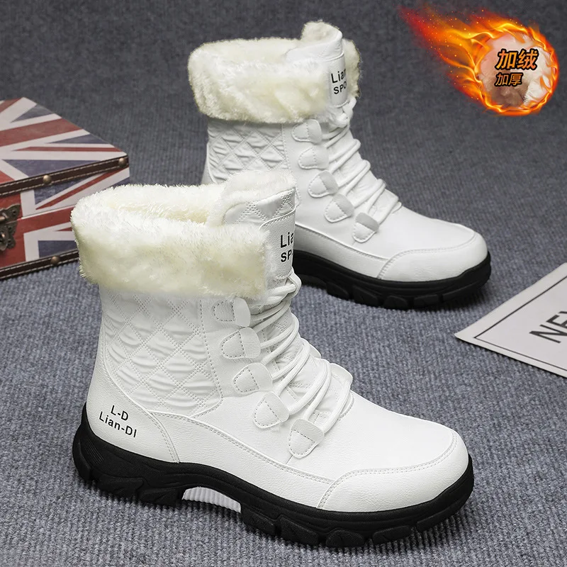 

Mens Snow Boots 2026 Winter New Men's Boots Fashionable Casual High Top Boots Winter Plush Warm Cotton Booties Botas Para Hombre