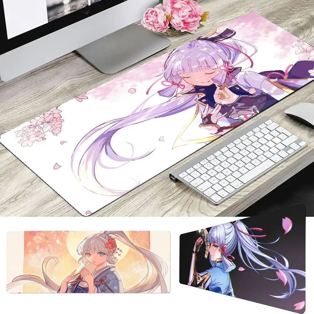 Kamisato Ayaka Anime Game Genshin Impact Mousepad Mouse Mat Desk Mat With Pad Gaming Accessories Prime Gaming XXL Keyboard Pad