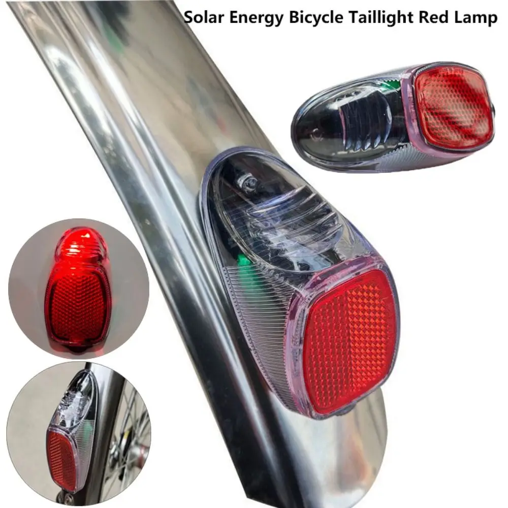 New 82*42mm Solar Energy Bicycle Taillight Solar Power/Battery Power Plastic Night Cycling Cycling Rear Light Red Lamp