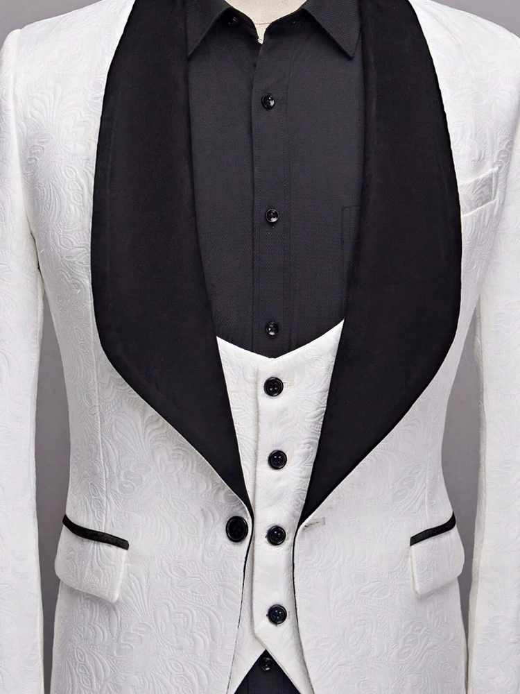 طقم بدلة جاكار رفيعة مكون من ثلاث قطع للرجال، بما في ذلك سترة وسترة وبنطلون بنمط بيزلي، مناسبة لـ ba