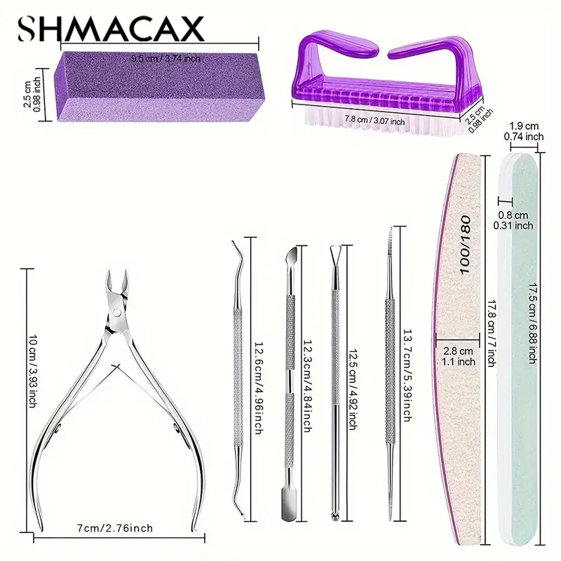 네일 파일 세트, 큐티클 클리퍼, 연마 버퍼 파일, 청소 브러시, 각질 가위, 매니큐어 케어 키트, 12 개