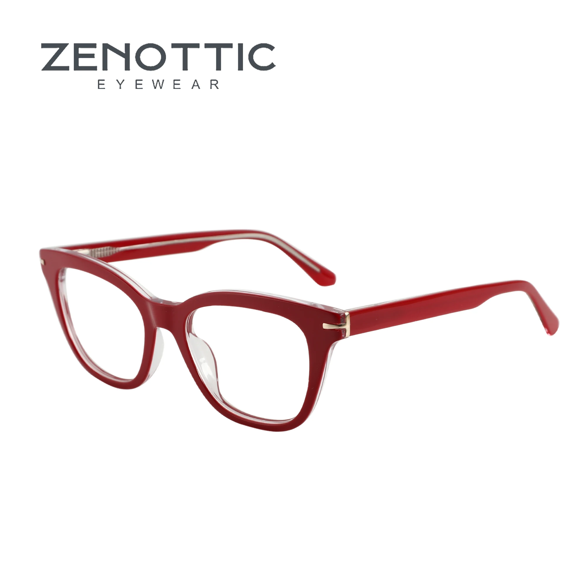 

ZENOTTIC (L Size) Fashion Rivet Optical Glasses Frame Fashion Square Eyewear Madehand Acetate Non-Prescription Eyeglasses ZHi314