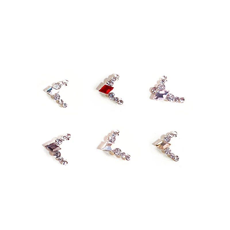 5Pcs Glitter Diamond Nail Charms 3D V-shaped Charms For Nails Gems Nail Art Decoration Supplies