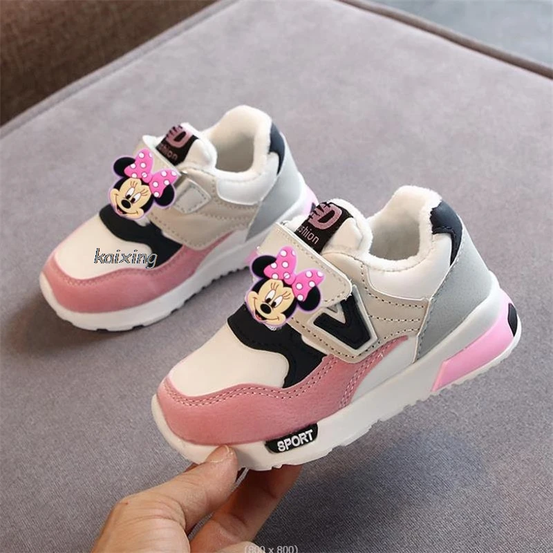 Çocuklar koşu ayakkabıları Disney Mickey Minnie Sneakers moda kız spor ayakkabı Shoes Breathable nefes erkek ayakkabı Tenis Infantil