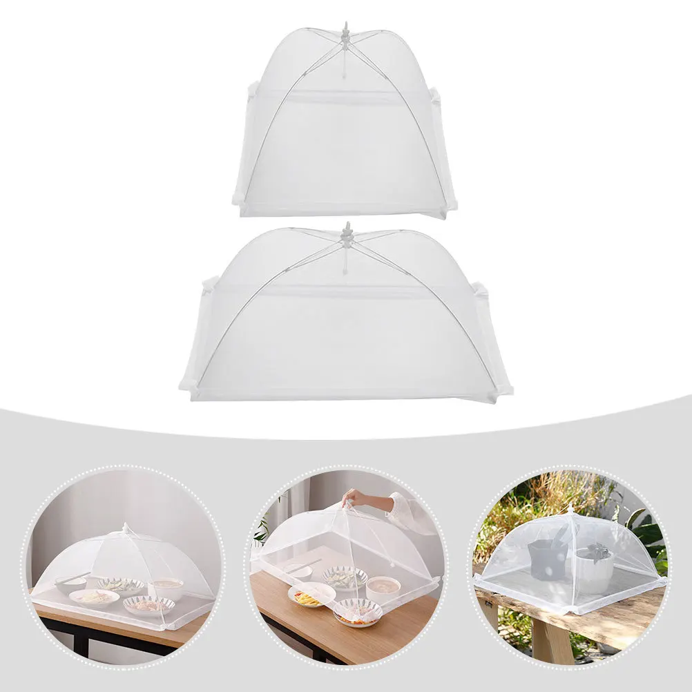

2Pcs Food Cover Mesh Protective Food Tent Insect Proof Rust Resistant Convenient Handle for Home Kitchen Restaurant