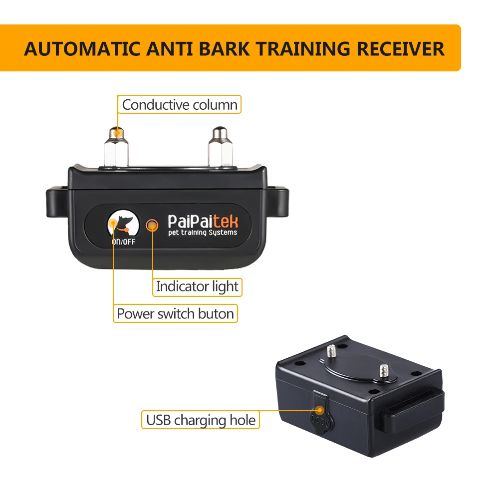 1000 متر طوق تدريب الكلاب الكهربائية ل 1/2/3 الكلب وقف النباح طوق 2 IN1 عاكس النايلون طوق IPX7 قابلة للشحن جهاز الحيوانات الأليفة #3