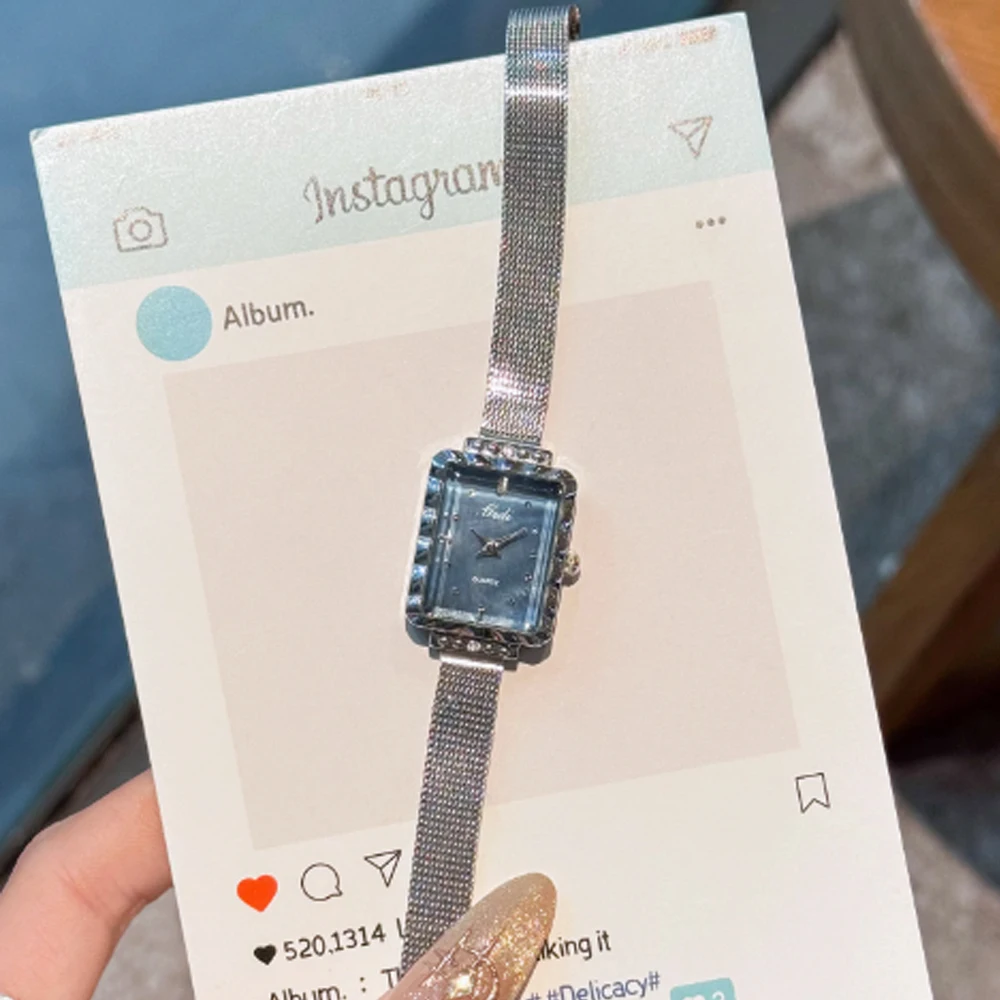 Fashion temperament minimalist luxury square plate with quartz women's watch for women‘s girl party gift jewlry wholesale