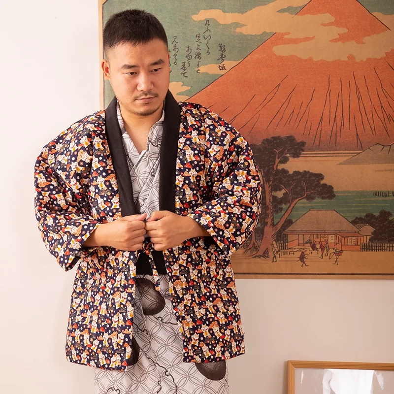 

Winter Cotton Warm Cardigan Kimono Haori Japan Traditional Vintage Asian Style Pajamas Harajuku Samurai Yukata Vintage