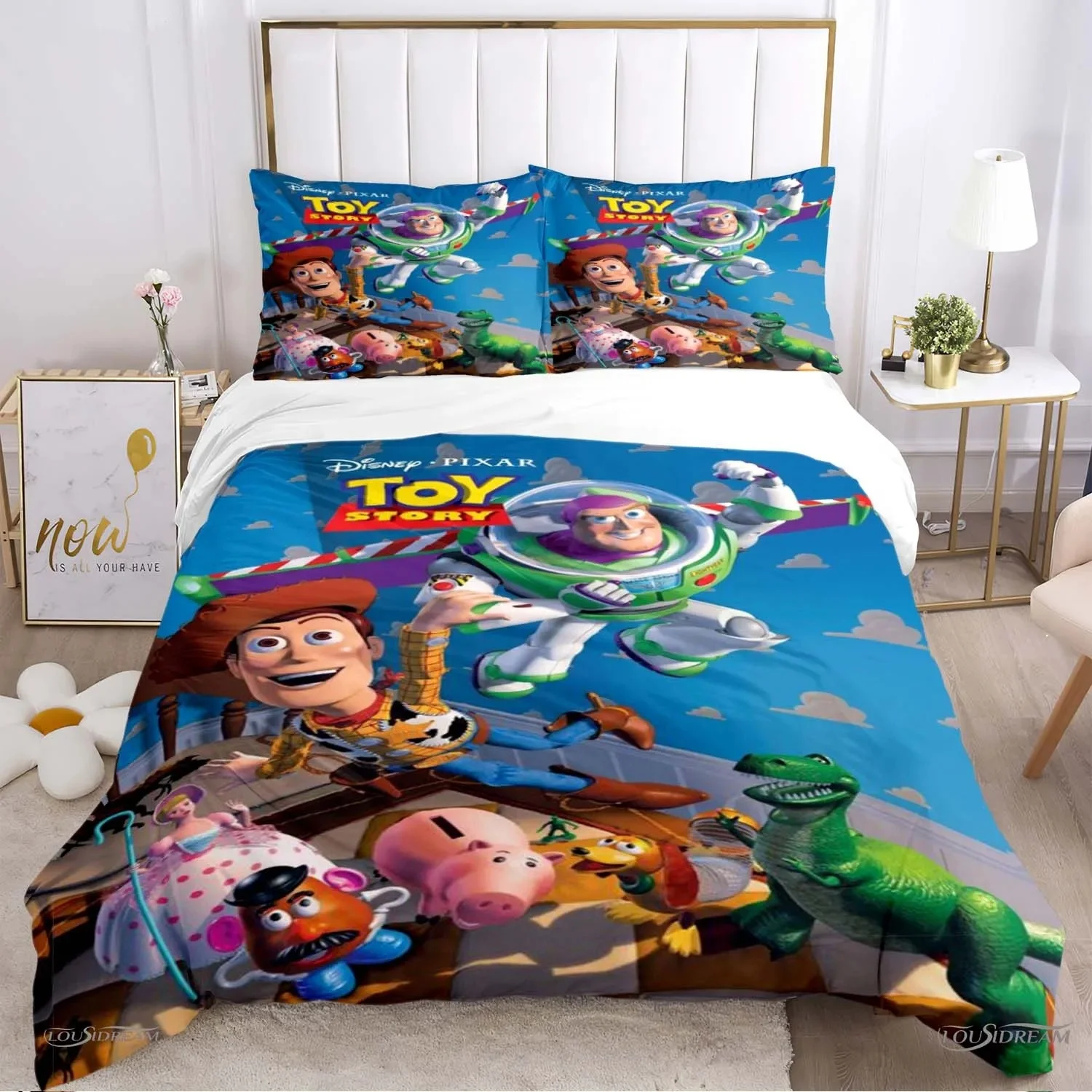 Toy Story Bedding Set Multi Size Cartoon Duvet Cover Set, Kids Boys Girls Disney Animated Printed Duvet Cover Pillowcase.