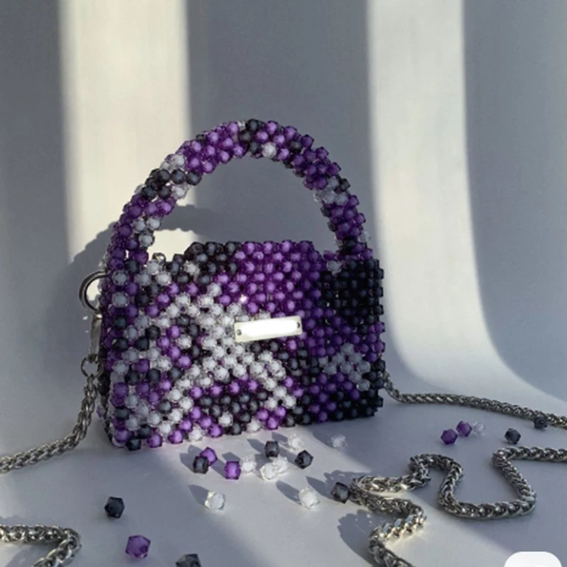 

Сверкающая тканая сумка через плечо с хрустальными бусинами, нишевый дизайн, женские маленькие квадратные сумки, сумка для банкетной вечеринки, оптовая продажа, дропшиппинг