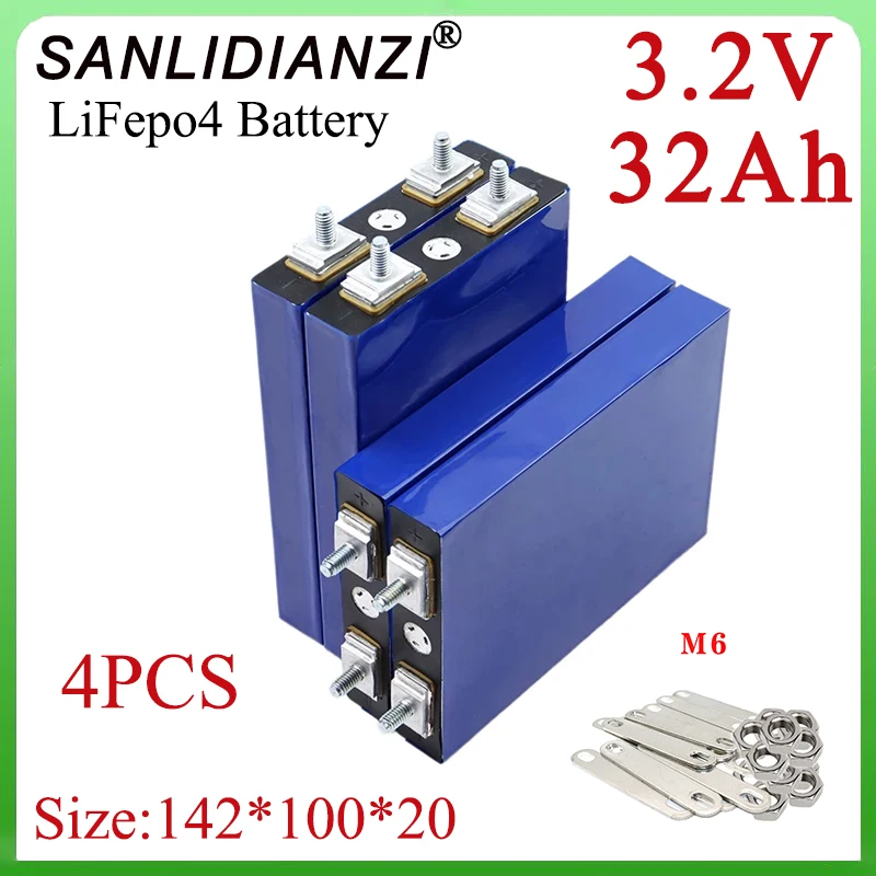 

4PCS 3.2V 32AH LIFEPO4 battery pack maximum 3C 5C emissions 32000mAh 12.8V spare battery, electric tool battery modified snail.