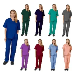 Medical Uniform Nurse Women Scrubs Short Sleeve Pocket Workers Nursing Workers Scrubs Dentistry Work Clothes Set Nurse Uniform