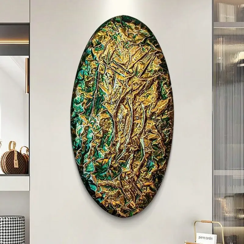Light luxury handmade leather three-dimensional art wall decoration, living room foyer staircase wall decoration