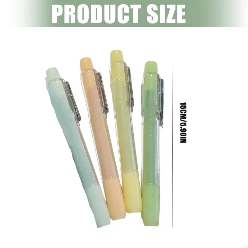 D5BB 4pcs متلألئة قلم تمييز قلم مقلوب نصيحة سريعة الجفاف لعلامة مخطط دفتر ملاحظات التمييز تسليط الضوء