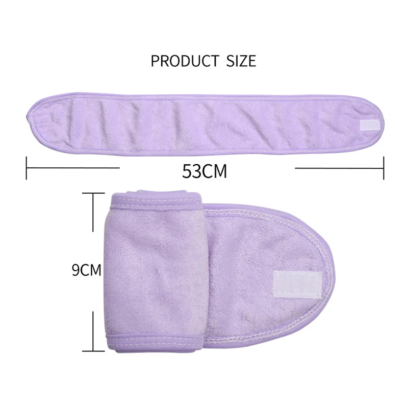 1 Pcs Makeup Hairband Eyelashes Extension Spa Facial Headband Makeup Towel with MagicTape Wrap Head Terry Cloth Headband Stretch image 2