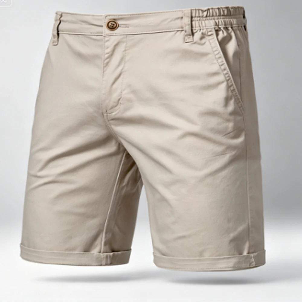 Summer New Cotton Casual Shorts - European-Style Straight-Fit Slim Five-Pocket Pants - Large Size - Solid Color - Men's Workwear