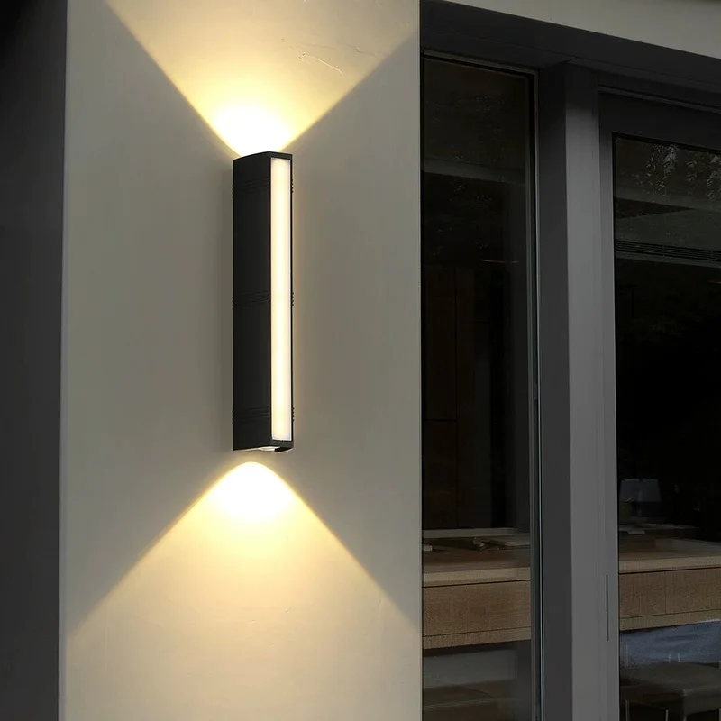 Lámpara de pared para exteriores, lámpara para balcón, lámpara impermeable para patio, lámpara de pared LED de 10W en ambos lados de la puerta, luz arriba y abajo