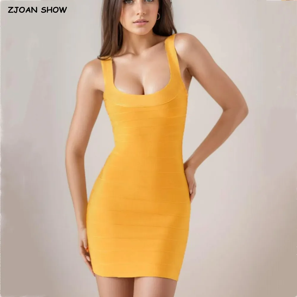 2025 sexy o pescoço de malha mini vestido estilingue feminino zíper volta pacote quadris curto tanque vestidos magro robe laranja rosa