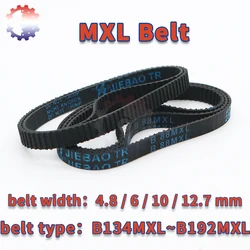 MXL Timing Belt B134MXL to B192MXL MXL Synchronous Belt Width 4.8mm MXL 6mm 10mm Rubber Timing Belts MXL Closed Loop Drive Belt