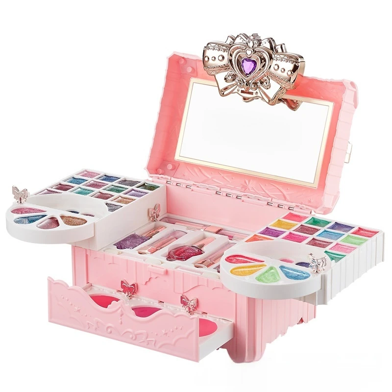 Confezione regalo per trucco cosmetico per ragazza Set di giocattoli per bambini Giocano a casa Set di bellezza essenziale per regali di Natale e Capodanno per ragazze delicate