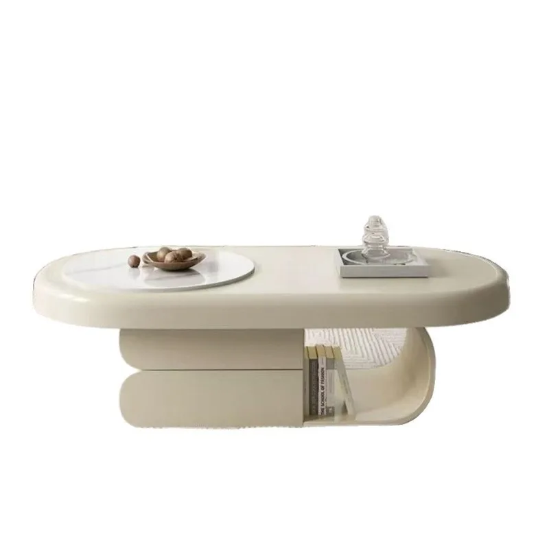 

Biscuits cream wind coffee table, living room household small apartment Internet celebrity texture, oval coffee table