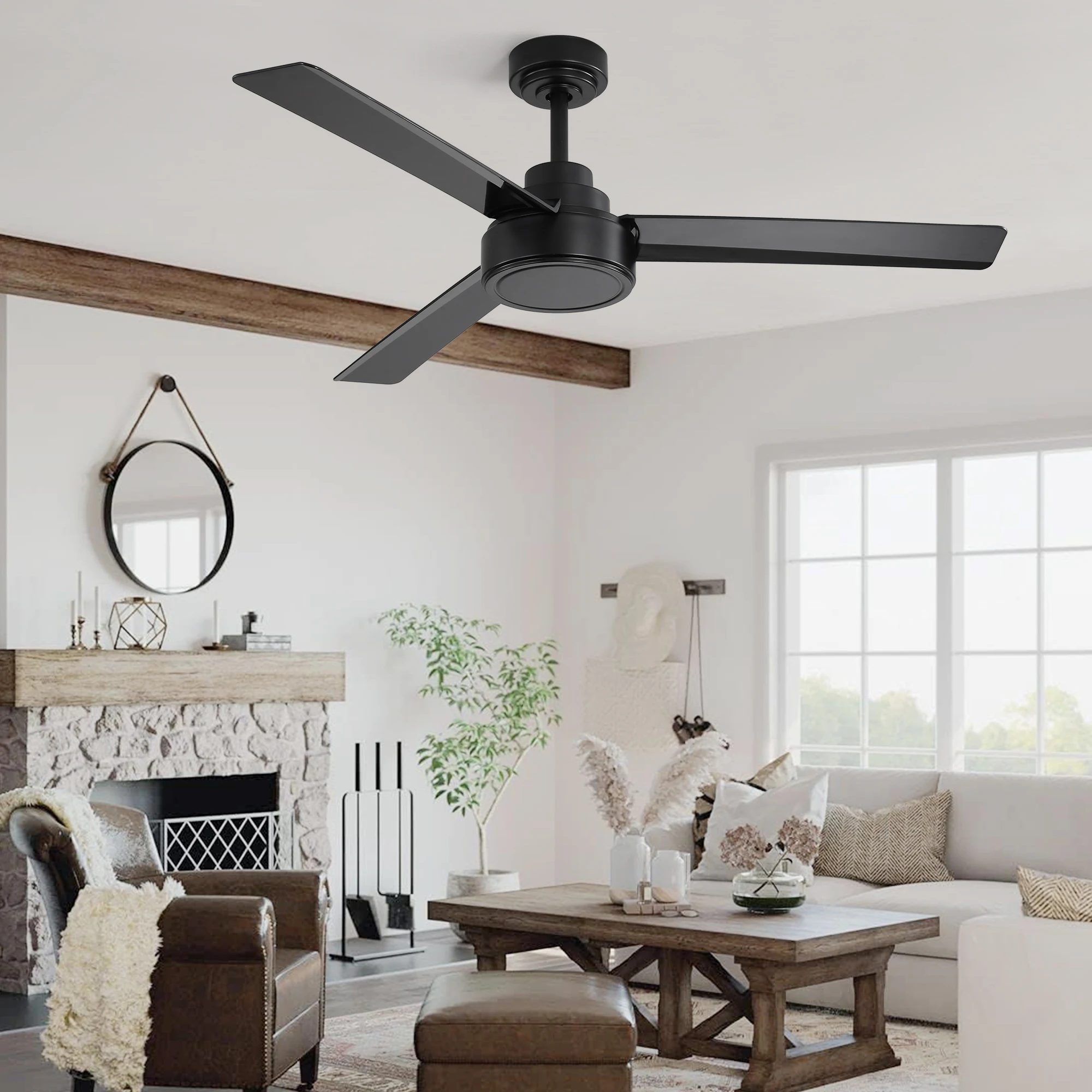 Sofucor  52-inch DC 6-Speed Wind Ceiling Fans With Remote Control Without Light Home Fan