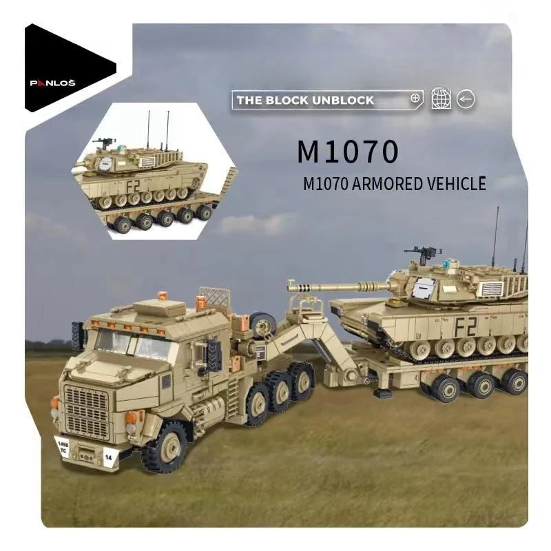 3482PCS Military M1070 Armored Vehicle Bricks MOC Tank Transporter Car Building Blocks Model Toys for Boys Kids Christmas Gift