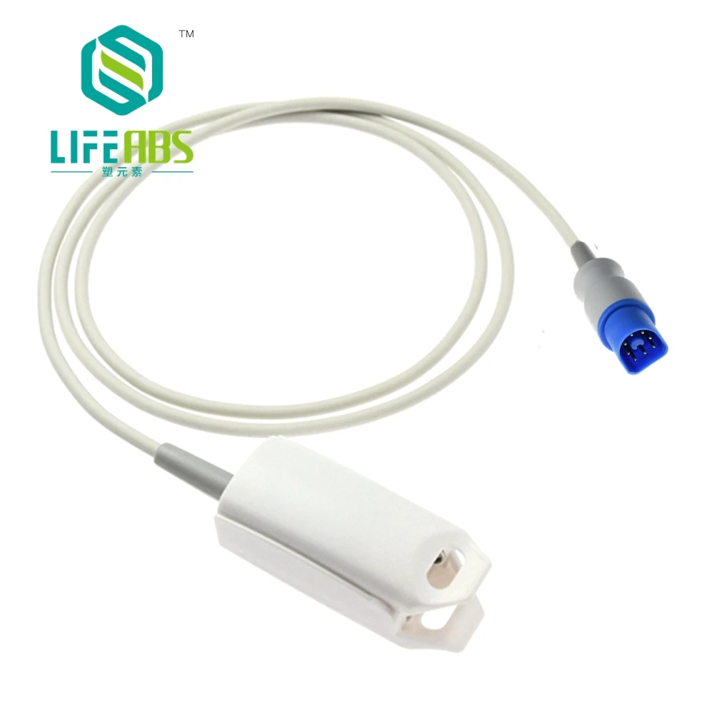 

Child Finger Clip Ear Clip Silicone Long Cable Spo2 Oxygen Sensor Reusable Spo2 Sensor for P*HILIPS 8PIN Patient Monitor