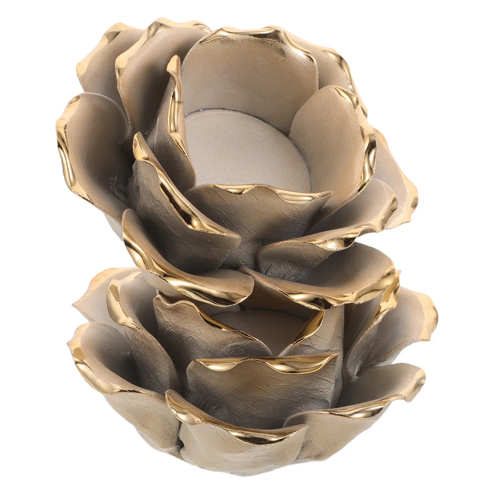2Pcs Rose Flower Ceramic Tea Light Holders Vintage Floral Design Tabletop Stands Wedding Favors Thanksgiving view 6