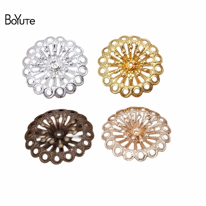 

BoYuTe (100 Pieces/Lot) 20MM Two-Layer Metal Brass Flower Filigree Materials Handmade Diy Jewelry Accessories