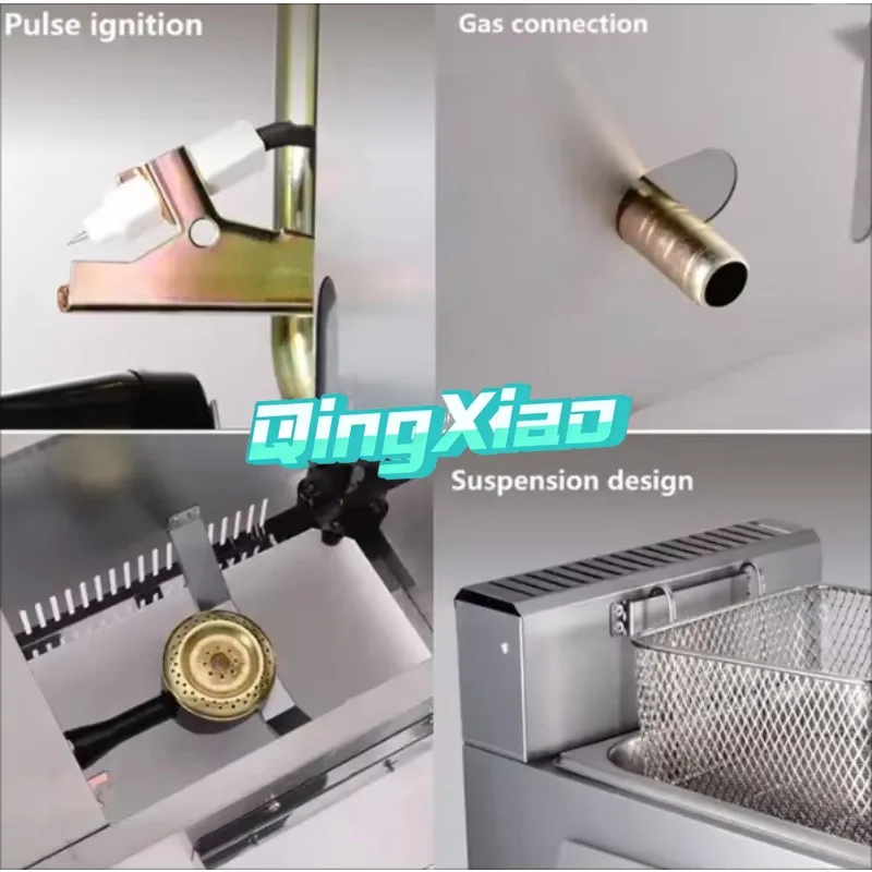 15L LPG/NG Tabletop Chicken Fryer For Potato Chips Donuts  Commercial Gas Deep Fryer With  Basket CE Certified In Stock Fast Now