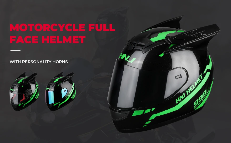 Cat Ear Motorcycle Helmet For Women Full Face Motocross Motorbike Men's Moto Helmet Breathable DOT Certification Girlfriend Gift